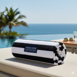 Black Striped Pool Towel